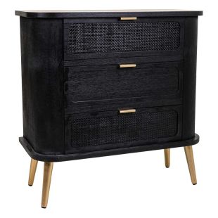 COMMODE EN BOIS ET GRILLE EN LAQUE NOIRE
