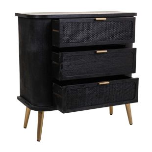 COMMODE EN BOIS ET GRILLE EN LAQUE NOIRE