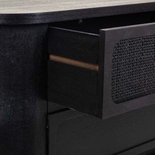 COMMODE EN BOIS ET GRILLE EN LAQUE NOIRE