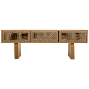 MEUBLE BAS EN BOIS ET CORDE TRESSÉE