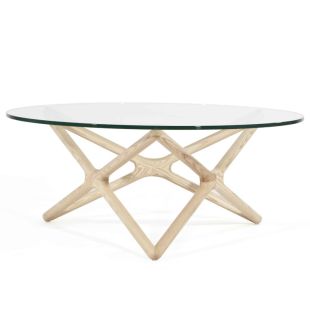 round glass wood table